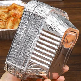 Accessories 10PCS Rectangular Tin Foil Tray 230ml/410ml Disposable BBQ Thickened Aluminum Foil Packaging Box Bowl Kitchen Tools