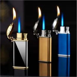 Lighters por atacado Criatividade Crocodilo/Dragão Tleeiro Reabastecimento de metal oem butano Double Flame Cigarette Facelete