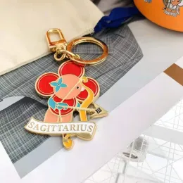 Carteiras unissex girassol keychain de metal, 12 constelação de chaves de chaves de chaveiro para mulheres bolsas
