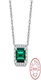 Nature 2CT Emerald Pendant 100 Real 925 스털링 실버 매력 웨딩 펜던트 여성을위한 목걸이 신부 Choker Jewelry9819714