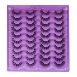 20 Pairs/Tray Stable supply Fluffy False eyelashes 9 models European and American short thick mixed Lashes extention with Purple tray