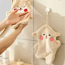 Ręczniki ręczniki Ustaw kuchenną toaletę łazienki dziecięce ręcznik z wiszącą liną miękki słodki kotek Szybki suchy koralowa tkanina chłonna