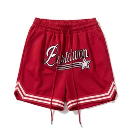 Männer Frauen gesticktes Draw String Viertel Hosen Sport Basketball Shorts Mesh Schnell trocknen Atem Shortpant 240504