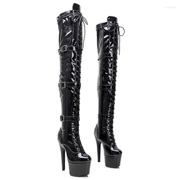 Tanzschuhe Auman Ale 17cm/7inches pu obere sexy exotische High Heel -Plattform Party Frauen Boots Nachtclubs Pole 117