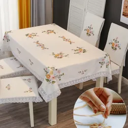 Pads chinesischer Stil Stickstofftuch Baumwolle und Leinenblüten Tischdecke runde quadratische rechteckige Kaffeetisch Frisch verdeckt
