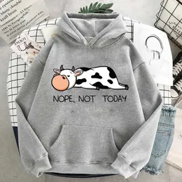 Men's Hoodies Sweatshirts Nope Funny Cows Print Hoodies Hip Hop Street Clothing Kawaii Womens Sweatshirt 2018 Spring/Autumn Womens Zipper Hoodie Q240506