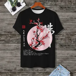 القمصان للرجال Mens T-Shirt T-Shirt Tops Tops Fashion Short Slved TS 3D Cherry Blossom Pattern New Summer Plus Size Clothing T240506