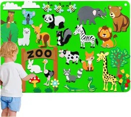 Stickers Kids Zoo Animals Felt Story Board Set Montessori Ocean Farm Family Toddler Early Learning Interactive Play Kit Wall Hanging Toy