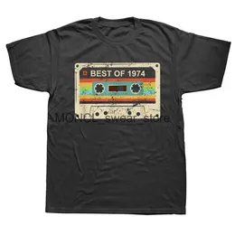 남자 티셔츠 빈티지 1974 한정판 카세트 테이프 50 번째 생일 T 셔츠 여름 스타일 그래픽 면화 스트트웨어 아버지 선물 티셔츠 H240506