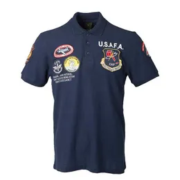 Polos mężczyzn 2023 Vintage USAFA Top Gun koszulka Polo Men Ubrania marki Summer Short Slve Air Force One Top Gun Army USN MA1 USMC T240506