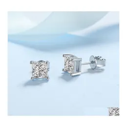 Stud Princess Cut 2ct Diamond Test Passato Rhodium Plactato 925 Sier D Orecchini a colori Gioielli Regalo 220211 Delivery Delivery Dhucy 2597