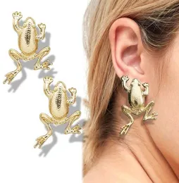 Stud Tribal Fairytale Duża szczegółowa żaba Toad Ropucha Art Deco Ear Studs złote kolczyki wtyczka biżuteria fantazyjna sukienka kostium Gothic19999378