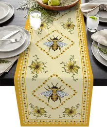 Pads Summer Suntlowers Bee Linen Stable Runners Resident Party Decoratiosn Washable Dining Table Runners Кухня роскошные домашние декор