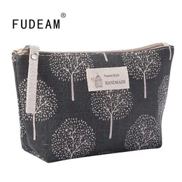 Cosmetic Organizer FUDEAM Soft Canvas Bear Tree Print Pattern Women Travel Storage Bag Toiletries Organize Cute Cosmetic Bag Portable Make Up Bags Y240503