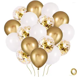 Decoração de festa 50pcs/lote 12 polegadas Balões de ouro branco de aniversário cromo confete de casamento decorações de chá de bebê