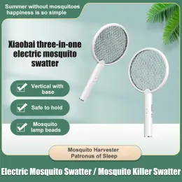 Zappers 2 In 1 3500V Electric Insect Racket Swatter Zapper USB Rechargeable Summer Mosquito Swatter Kill Fly Bug Zapper Killer Trap