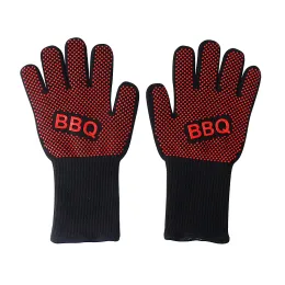 Gloves 1Pair BBQ Gloves High Temperature Resistance Oven Mitts 200 300 Degrees Fireproof Barbecue Heat Insulation Microwave Oven Gloves