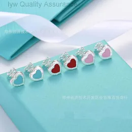 Роскошная дизайн серьги с серьгами tiffanybead для женщины Сердечная Серьевая Серьга T Семейство 925 Серебряная эмаль сбрасываемой масля