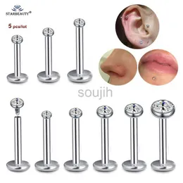 Body Arts 5 Pcs/Lot 1.5~4mm Gem 16G 6/8/10mm Bar Nose Ring Stud Helix Piercing Oreja Labret Lip Ring Ear Piercing Tragus Earrings Jewelry d240503