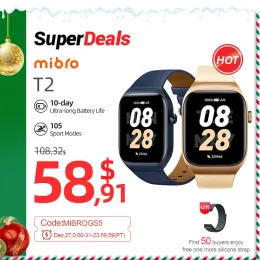 Watches Mibro T2 GPS Track Smartwatch Bluetooth Calling Dual Core 1,75 tum AMOLED SPES Sports Best Android Smart Watch for Men Women