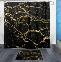 Stylowy złoty czarny marmur Wodoodporne zasłony prysznicowe poliestrowe zasłony prysznicowe 6813894