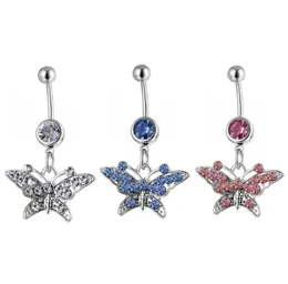 D0141 Butterfly Belly Navel Knopf Ring Mix Colors012347682256