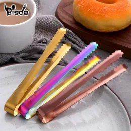 Grills 2/10Pcs Ice Clips Meat Tongs Stainless Steel Dessert Clip Gold Tableware Bread Salad Tong Food Server BBQ Grill Party Accessory