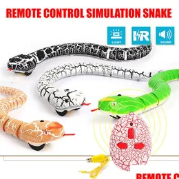 Electric/RC Animals Electricrc Remote Control Snake Toy för Cat Kitten Egg Shaped Controller Rattlesnake Interactive Teaser Play RC Gam DHK1A