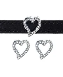 50PClot 8mm Rhinestones Heart Slide Charm Fit For 8mm armbandsarmband PET Krage DIY Accessories2019102