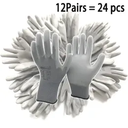 Rękawiczki NMSAFETY 12PAIRS/24PCS BEZPIECZEŃSTWA Ochrona PETED PU Work Work Rękawiczki Palm Mechanic Working Ręczycie
