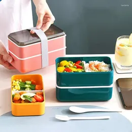 Dinnerwaren -Lunchbox doppelt geschichtetes Kapazität Praktisches Tragen stark Abdichtung Nicht einfaches Verschüttungsleck sauber geteilt