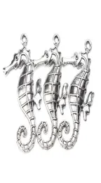 5pcslot 59mm x 30mm Large Seahorse Charms Antique Silver Tone horse for women men handmade craft necklace pendant jewelry3032868