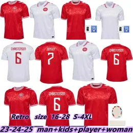Danmark Football Jersey 2024 /2025 Euro Cup New 2025 National Team 24 25 Soccer Shirt Kids Kit Full Set Home Red Away White Men Uniform Christensen Jensen Eriksen