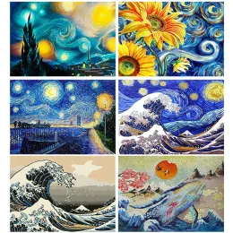 Stitch Van Gogh 5d Diamond Painting Kit Starry Night Full Diamond Emersery Mosaic Cross Stitch Kanagawa Waves ukiyoe Знаменитая живопись