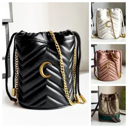 7A Luxury designer marmont bag Shoulder Bags mini bucket purse phone bag Women's mini crossbody bag Tether rope leather small bucket bag wallet mini designer tote bag