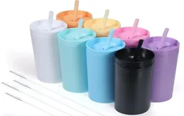 Hızlı Teslim Tumbler Bardak Mat Pastel Renkli Akrilik Kapaklar Saman Diy Hediyeler Soğuk İçecekler İçin Yeniden Kullanılabilir Kupa Kupalar Toplu 16 O33111171