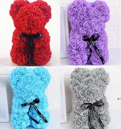 Rose Teddy Bear Valentines Gift 25 سم زهرة هدايا عيد الميلاد الصعودية للنساء ValentinesGift FWF101874712669