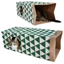 Toys 1PC Green and White Grid Tunnel House, Pet Tunnel Toys, Cat Supplies, Toy Cat Paper House, Cat Aisle Toys och Pet Supplies