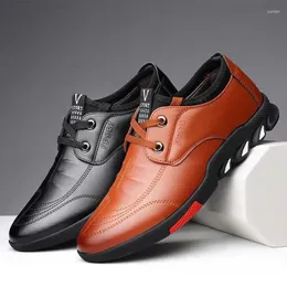 Casual Shoes Men's Leather Spring Silp On Work Male Soft Non-slip Loafers Summer Flat 2024