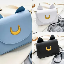 Cross Body Summer Sailor Moon Ladies Handbag Black Luna Cat Shape Chain Shoulder Bag Pu Leather Messenger Crossbody Small Bag Pures