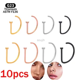 Body Arts 10pcs G23 Titan Piercing Nasenring D-förmig medizinisch 18G 20G Tragus Helix Hengst Hoop Septum Ohrring Körperschmuck Großhandel D240503