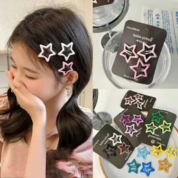 Other 3Pcs Bobby Pin Girl Colorful Stars Barrettes Metal Snap Clips Kid Korean BB Hairpins Crab Stick Headwear Hair Accessories