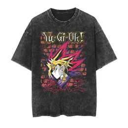 T-shirt maschili da uomo Summer Maglietta lavata hip hop strtwear anime fumetto giapponese yu gi oh t-shirt vintage grafico harajuku short slve t t240506