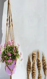 Pflanzenhalter Pot Holder Jute Seil Buntes handgefertigtes Makrame 40 -Zoll -Hausgartendekoration Hängende Blume Display9324513