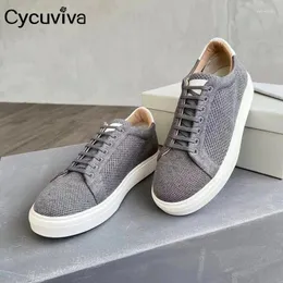 Casual Shoes Flat Plarform Causal Men Lace Up Knitted Spring Brand Bussiness For Designer Round Toe Male Seankers