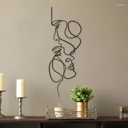 Декоративные фигурки металлические стены декор железо минималистская линия лица подвесные украшения скульптура для гостиной спальни