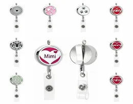 Mimi papa dad mom paw 30mm 316L Staiinless Steel ID Integrated Diffuser Badge Holder Retractable Pendant Aromatherapy Necklace 10p1802973