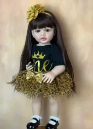 Dolls Bzdoll Like Like 55 cm Soft Silicone Reborn Baby Girl Realistic Doll 22 polegadas Princesa Toddler Art Bebe Presentes de aniversário para criança