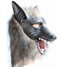 Scary Fur Latex Full Head Overhead Wolf Mask Creepy Halloween Cosplay Masquerade Fancy Dress Up Theater Adult Costume Masks props 9582809