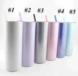 Sublimation 20oz Glitter Tumbler aus Edelstahl Dünne Tumbler Regenbogen Tumbler Vakuum isoliertes Bier Kaffeetassen mit Stroh Y8588326